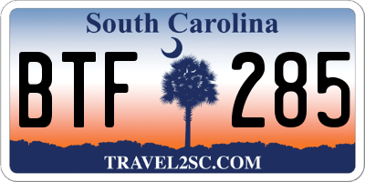 SC license plate BTF285