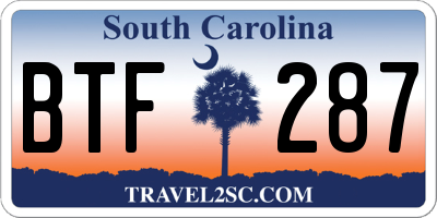 SC license plate BTF287