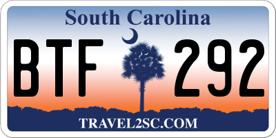 SC license plate BTF292