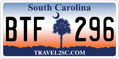 SC license plate BTF296