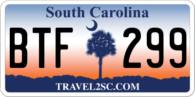 SC license plate BTF299
