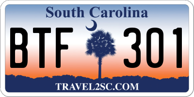 SC license plate BTF301