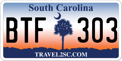 SC license plate BTF303