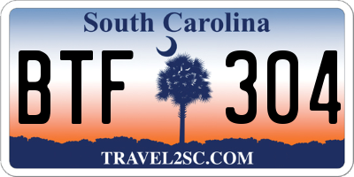 SC license plate BTF304