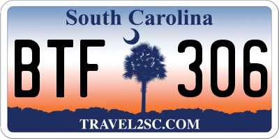 SC license plate BTF306