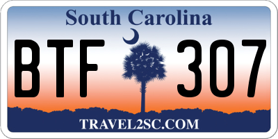 SC license plate BTF307