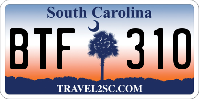 SC license plate BTF310