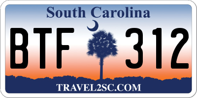 SC license plate BTF312