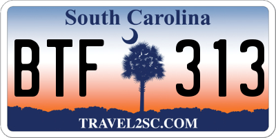 SC license plate BTF313