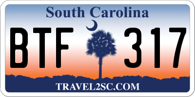 SC license plate BTF317
