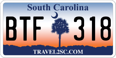SC license plate BTF318