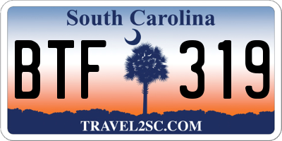 SC license plate BTF319