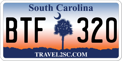 SC license plate BTF320