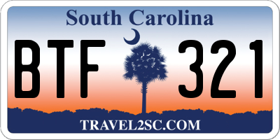 SC license plate BTF321