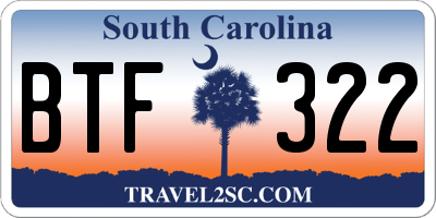 SC license plate BTF322