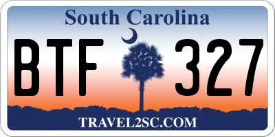 SC license plate BTF327