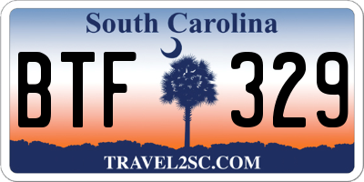 SC license plate BTF329