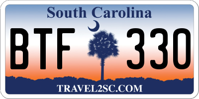 SC license plate BTF330
