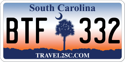 SC license plate BTF332