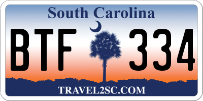 SC license plate BTF334