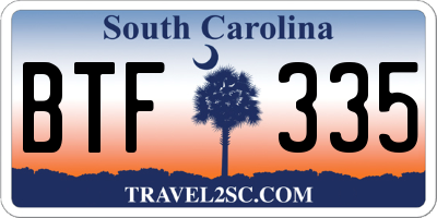 SC license plate BTF335