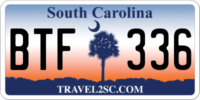 SC license plate BTF336