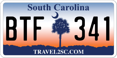 SC license plate BTF341