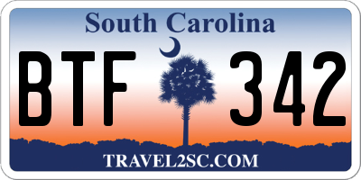 SC license plate BTF342