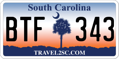 SC license plate BTF343