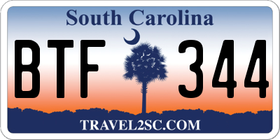SC license plate BTF344