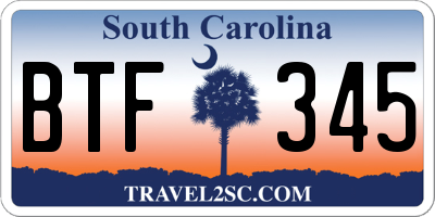 SC license plate BTF345