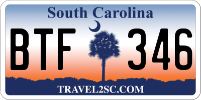 SC license plate BTF346