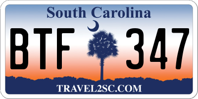 SC license plate BTF347