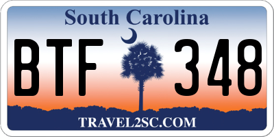 SC license plate BTF348