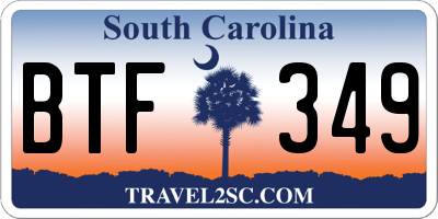 SC license plate BTF349