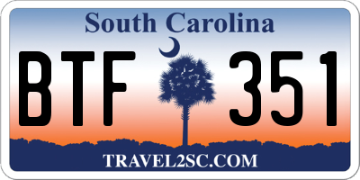 SC license plate BTF351