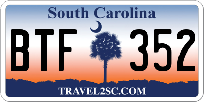 SC license plate BTF352