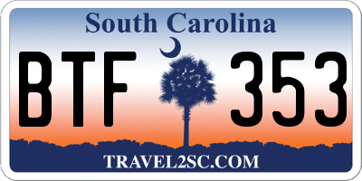 SC license plate BTF353