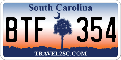SC license plate BTF354