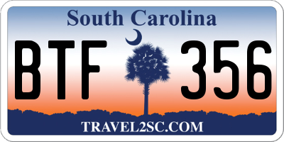 SC license plate BTF356