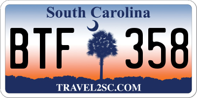 SC license plate BTF358