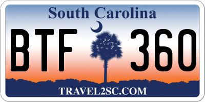 SC license plate BTF360
