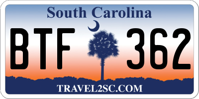 SC license plate BTF362
