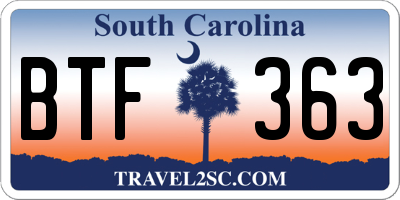 SC license plate BTF363