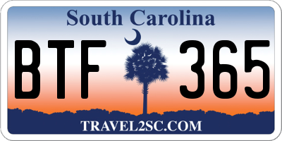 SC license plate BTF365