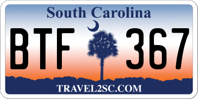 SC license plate BTF367