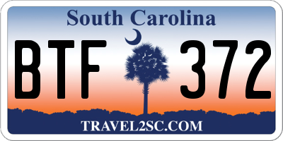 SC license plate BTF372