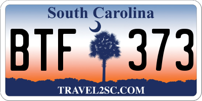 SC license plate BTF373