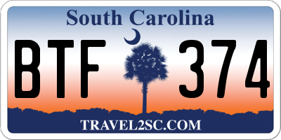 SC license plate BTF374