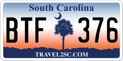 SC license plate BTF376